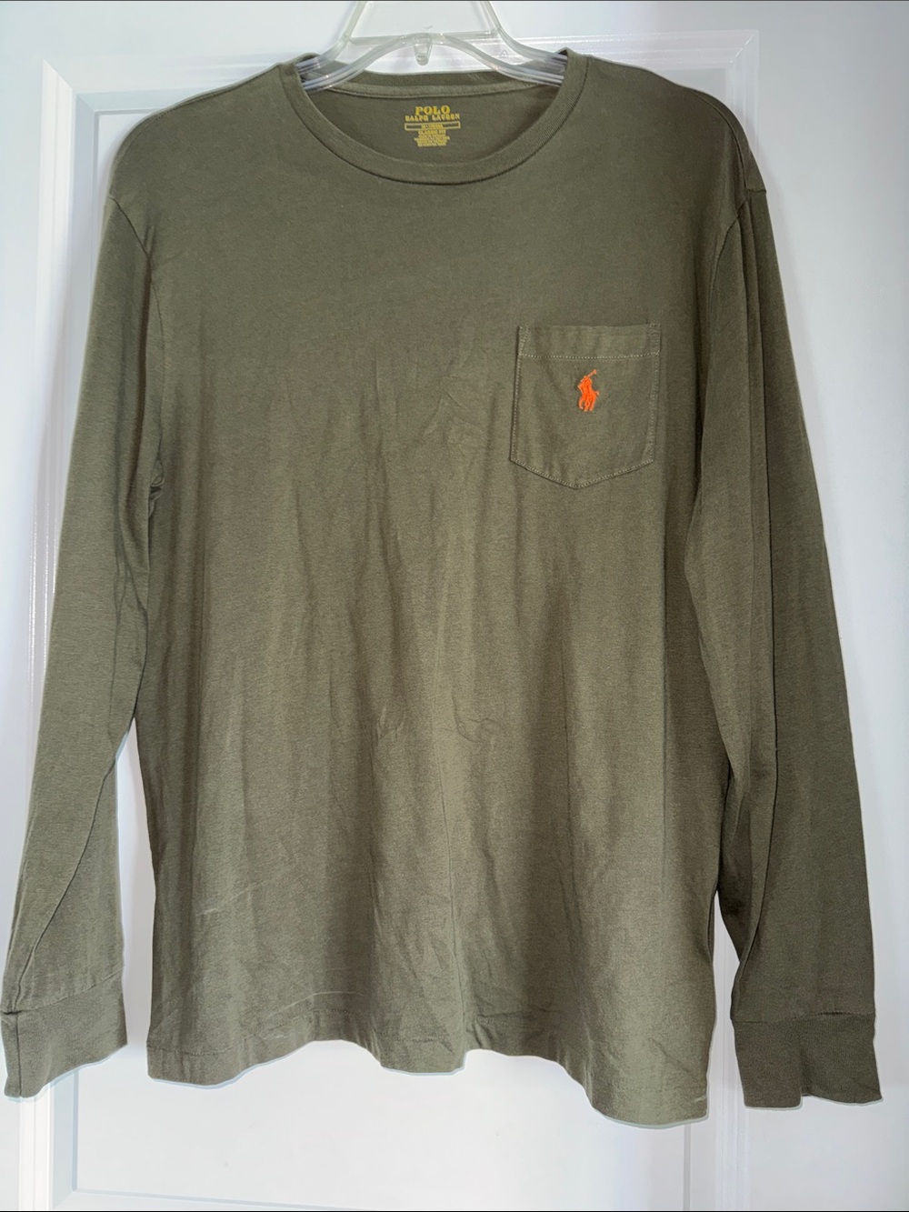 Polo by Ralph Lauren Olive Green Long-Sleeve Chest Pocket Tee (1059)